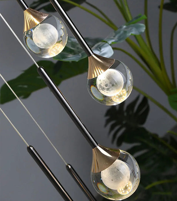 MIRODEMI® Peillon | Gold Crystal Raindrop Glass Ball Chandelier 6 heads / Warm light