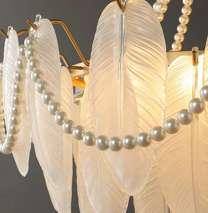 MIRODEMI® Lux Noble Posh Glass Feather Elegant Chandelier