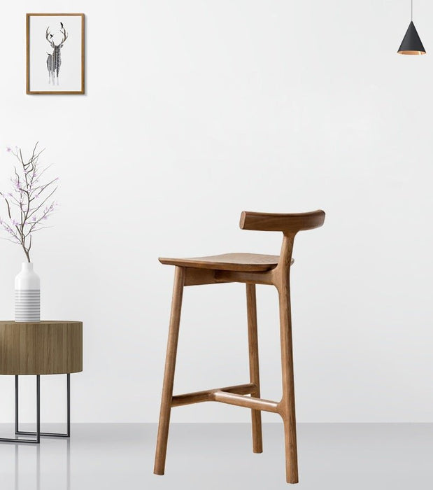 MIRODEMI custom product -Nordic-Styled Bar High Stool Made of Solid Wood