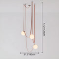 Three-globe Scandinavian chandelier with synthetic leather straps and frosted glass balls, modern pendant light for dining or living rooms