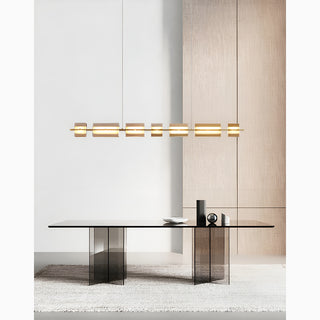 Schwyz | Modern Rectangle Copper Glass Chandelier | For Kitchen Hall Living Room Dining Room | Black Gold | Pendant | Glass 