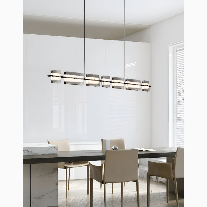 Schwyz | Modern Rectangle Copper Glass Chandelier