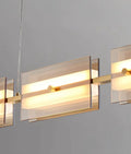 Schwyz | Modern Rectangle Copper Glass Chandelier | For Kitchen Hall Living Room Dining Room | Black Gold | Pendant | Glass 