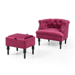 MIRODEMI Set of Upholstered Velvet Accent Chair and Storage Ottoman | luxury furniture | colorful chair and ottoman | velvet chair |