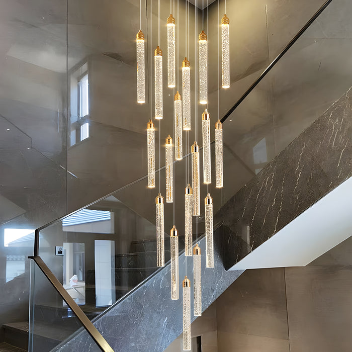 Varazze | Shimmering Magic Gold Crystal Pendant Chandelier from Mirodemi for Staircase