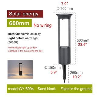 Solar|LED|Lawn|Garden|Pathway|Black|Aluminum|Screw|Ground|Insert