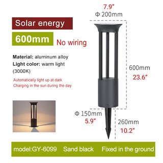 Solar|LED|Lawn|Garden|Pathway|Black|Aluminum|Screw|Ground|Insert