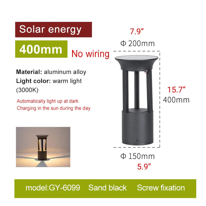 Solar|LED|Lawn|Garden|Pathway|Black|Aluminum|Screw|Ground|Insert