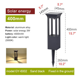 Waterproof|Black|Solar|LED|Lawn|Garden|Pathway|Rectangle|Ground|Insert|Screw|Fixation