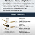 Solid Wood Led Ceiling Fan with Remote Control | 52"| Parameters