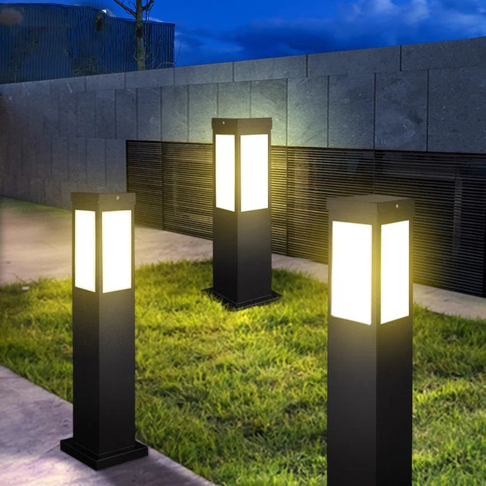 Square|LED|Lawn|Aluminum|Acrylic|Pathway|Garden|Villa|Patio|Black|Waterproof