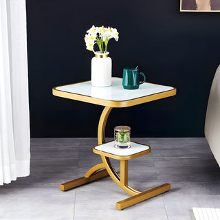 Compact Round/Square Glass Table with 2 Shelves | high-end furniture | decorative tables | tempered glass