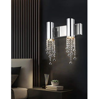 Modern|Chrome|Crystal|Wall|Lamp|Light|Sconce|Trendy