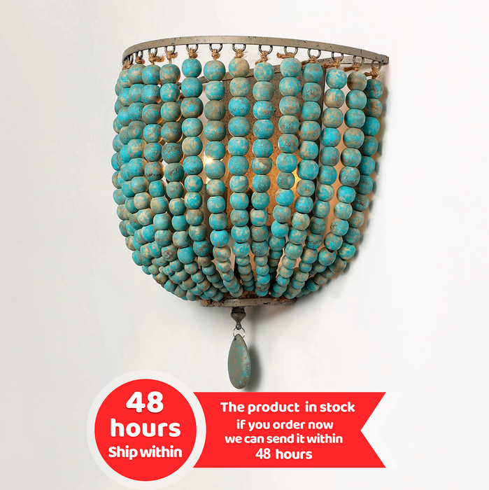 Donostia | Retro Blue Wooden Bead Wall Lamp