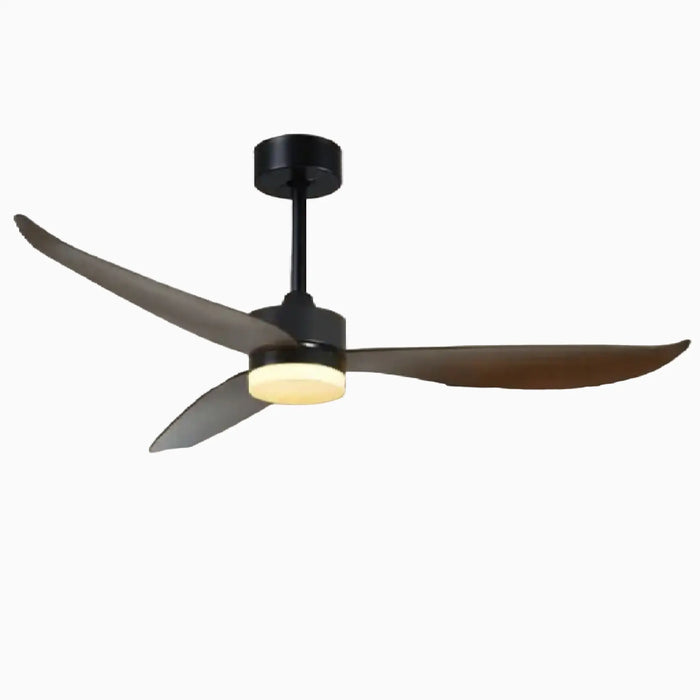 Modern Indoor Solid Dark Wood Ceiling Fan With Lamp and Remote Control | 52"