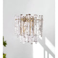 Front view of Venezia Murano Glass Wall Sconce featuring handcrafted clear Murano glass prisms and brass frame