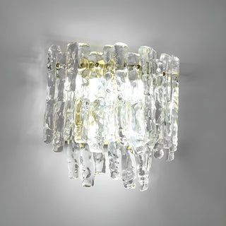 Venezia Murano Glass Wall Sconce with cool white illumination highlighting textured handcrafted glass details