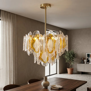Vespera Textured Glass & Brass Chandelier