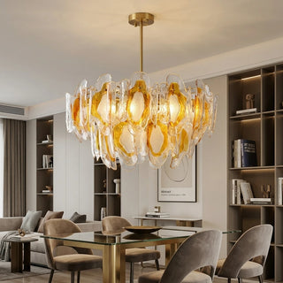 Vespera Textured Glass & Brass Chandelier