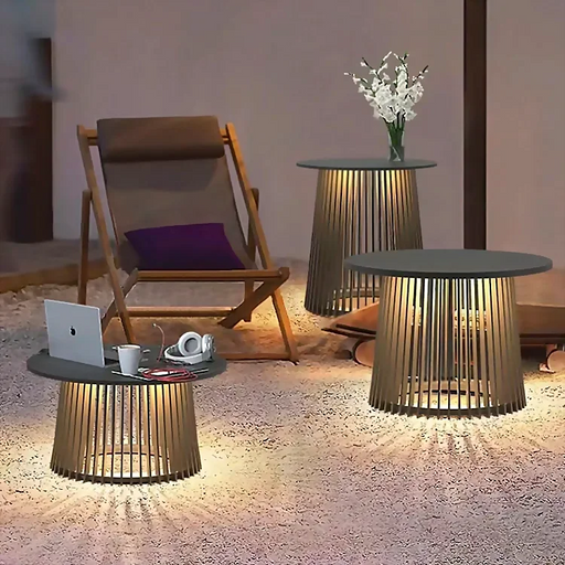 Waterproof LED Coffee Table With Solar-Powered Batteries for Patio