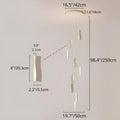 Technical diagram of waveform chandelier showing 42 cm canopy, 250 cm drop length, and 20 cm wavy LED pendants
