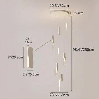 Modern waveform chandelier dimension chart with 52 cm canopy and 60 cm diameter, adjustable 250 cm height