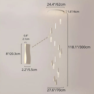 Diagram of waveform pendant chandelier showing 62 cm canopy and 70 cm spread for high-ceiling installations