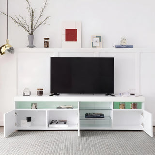 White|Minimalistic|Luxury|TV Stand|Glass|RGB Backlight|Elegant