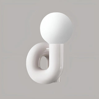 Modern white resin table lamp with frosted glass globe – sculptural minimalist bedside light by MIRODEMI