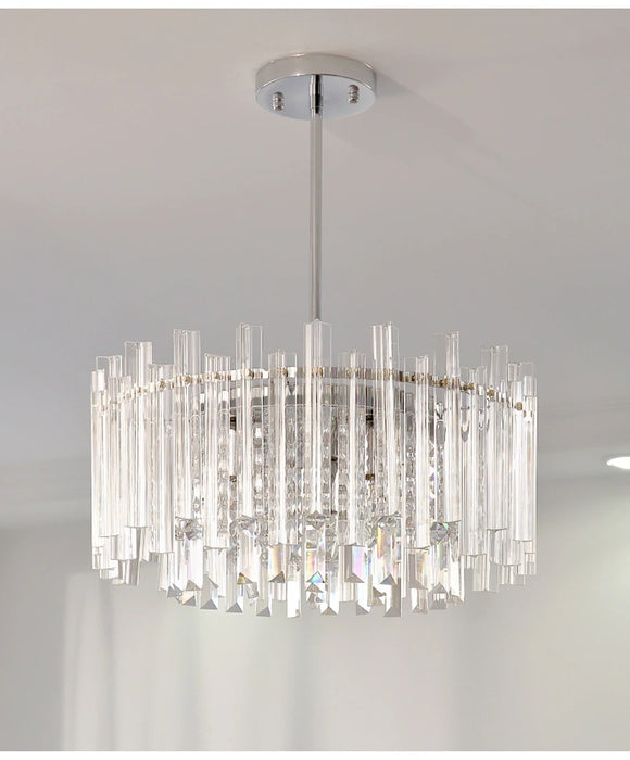 MIRODEMI® Drum chrome crystal ceiling chandelier for living room, dining room, bedroom