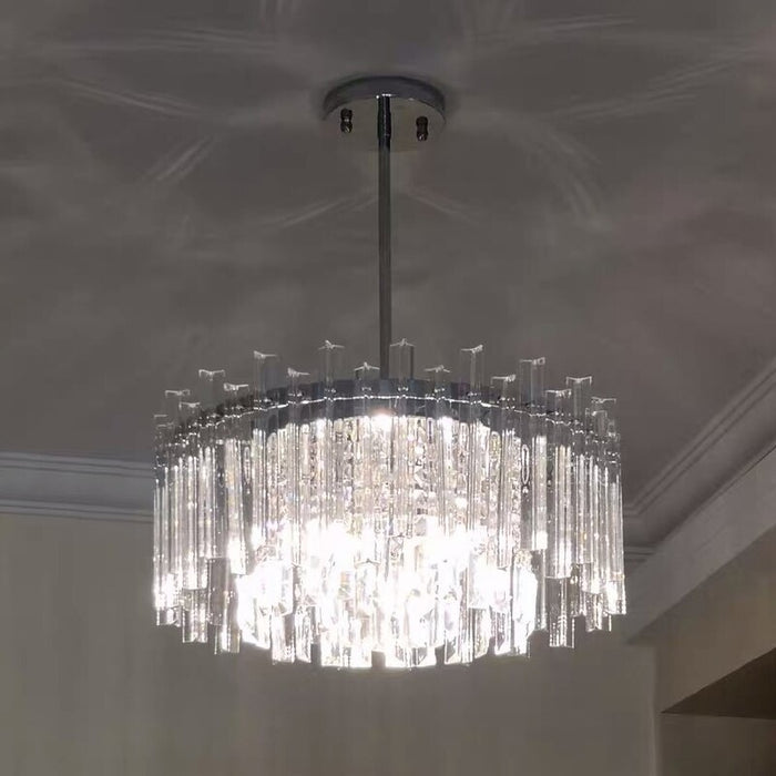 MIRODEMI® Drum chrome crystal ceiling chandelier for living room, dining room, bedroom