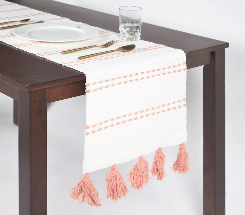 Pastel Bohemian Table Runner with Tassels