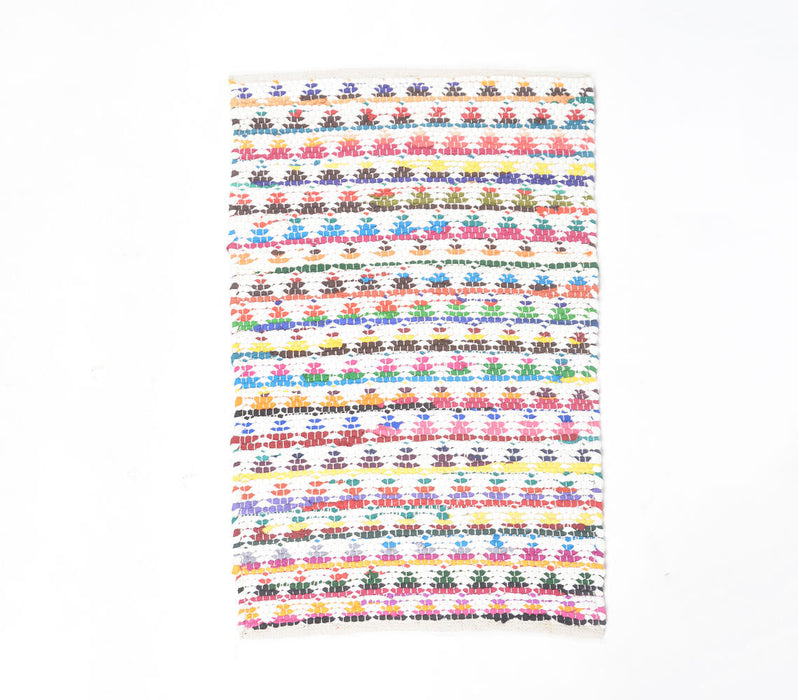 Handwoven Cotton Multicolor Triangle Patterned Durry
