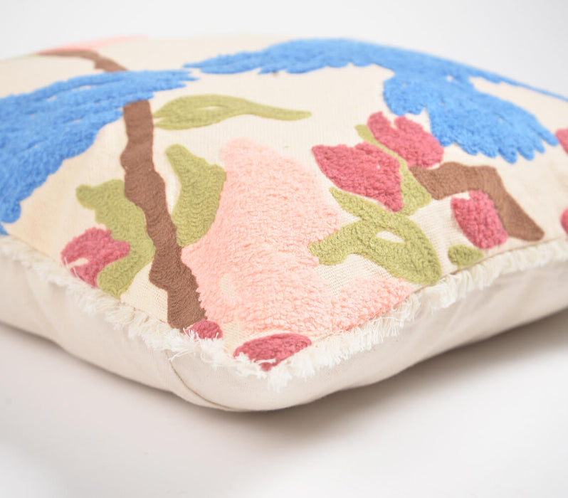 Abstract Embroidered & Tufted Cushion Cover