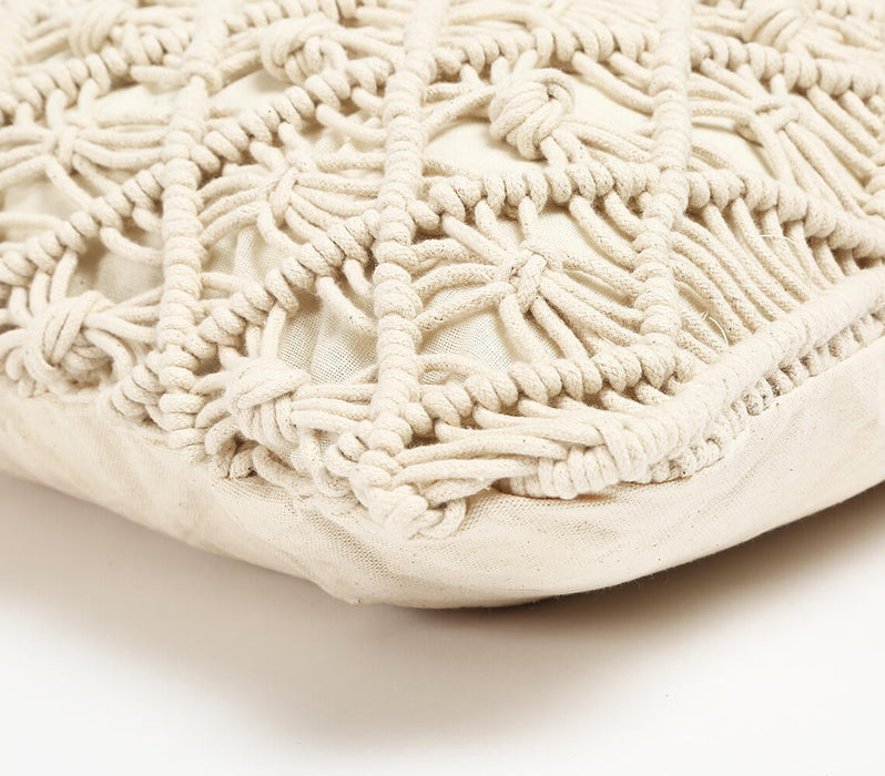 Macrame Fringed Cotton Cushion Cover