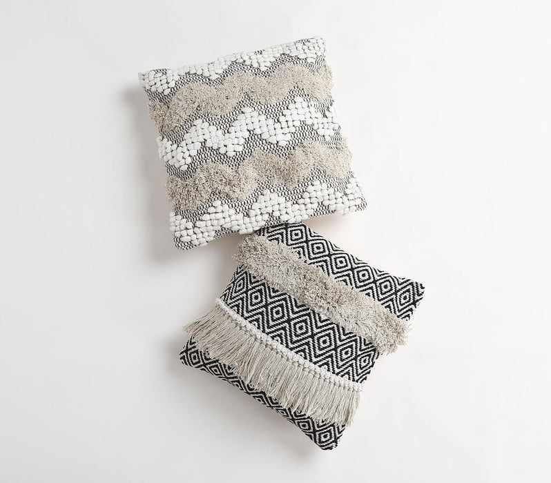 Tufted & Fringed Cotton cushion cover