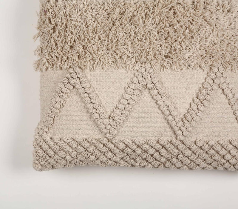 Handwoven & Tufted Cotton Off-White Cushion Cover