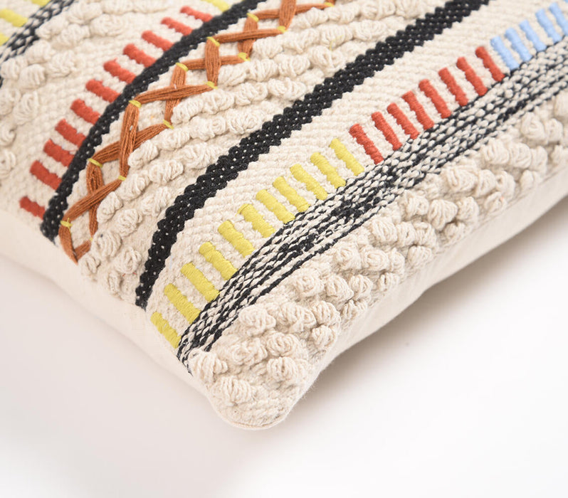 Woven & Embroidered Cotton Lumbar Cushion cover