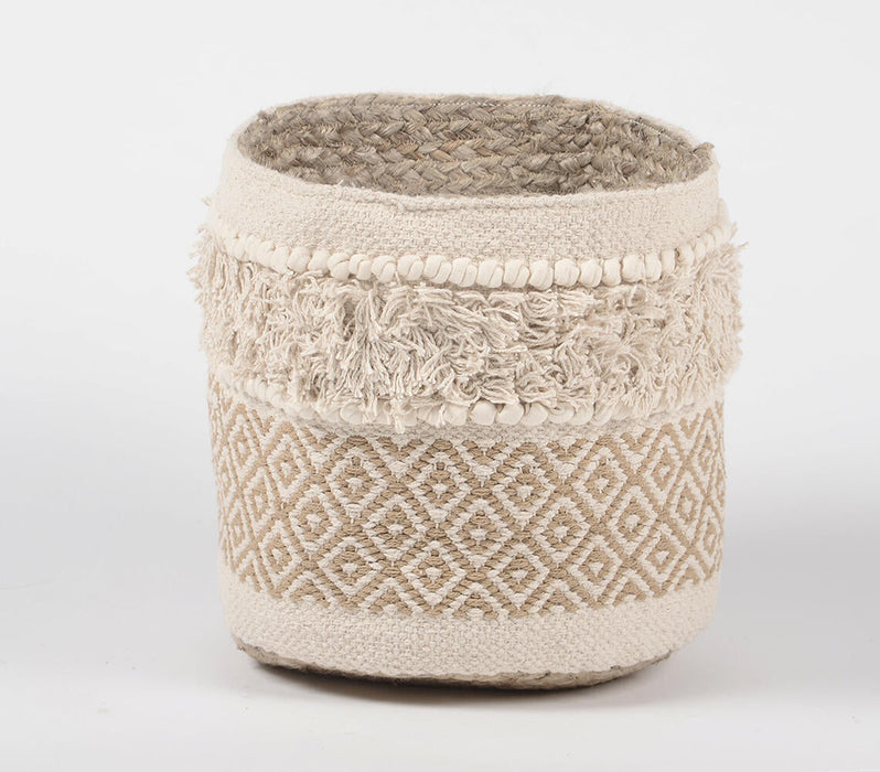 Textured Jute & Cotton Basket
