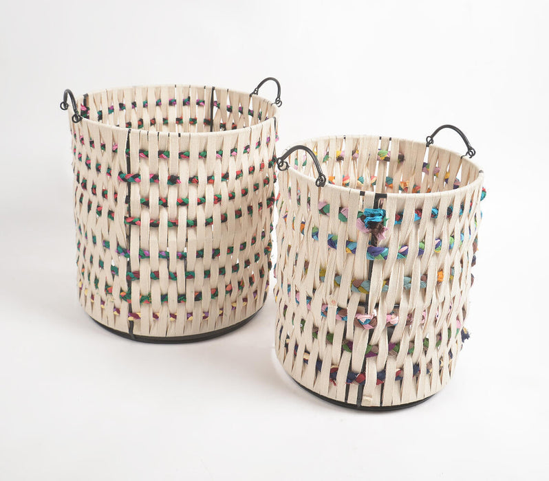Multicolor Woven Cotton Baskets (Set of 2)