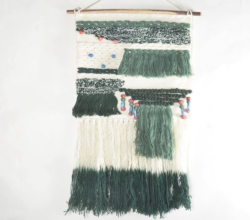 Handwoven & Tufted Wall Hanging with Ombre Fringes