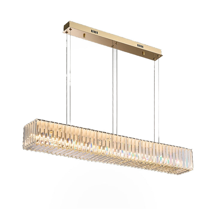 MIRODEMI® Rectangular Crystal Hanging LED Chandelier for Living Room, Dining Room