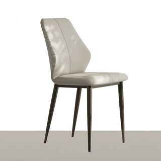 Light khaki minimalist chair photographed from the side, ideal for dining or office use