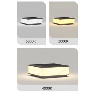 Outdoor solar lights in marble finish with 3000K, 4000K, and 6000K color temperature options, modern minimalist design