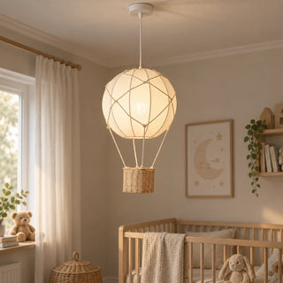 Aerella illuminated balloon pendant in a neutral nursery