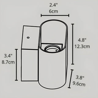Technical drawing with dimensions for the Aeris LED wall light, compact and minimal