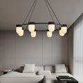 Art Deco Style Circle Chandelier with Alabaster Light