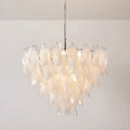 Front view of Altavilla Murano Glass Chandelier with cascading white glass elements