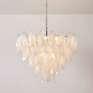Front view of Altavilla Murano Glass Chandelier with cascading white glass elements