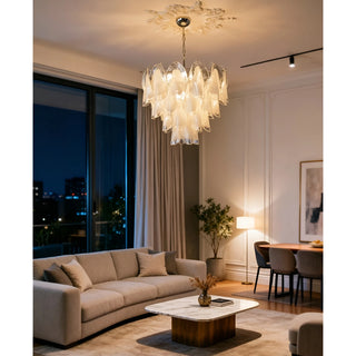 Altavilla Murano Glass Chandelier in luxury contemporary lounge with warm ambient lighting